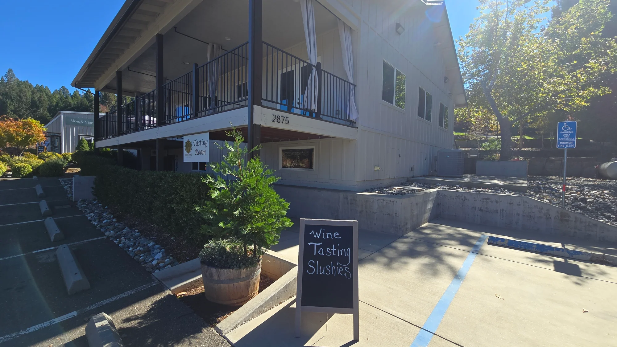 The tasting room entrance at Morton Family Cellars, 2875 Larsen Drive in Camino, the start and finish line for the Apple Hill Half